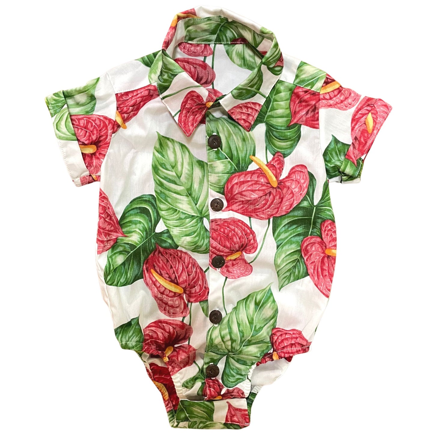 ANTHURIUM ALOHA ONESIE | WHITE