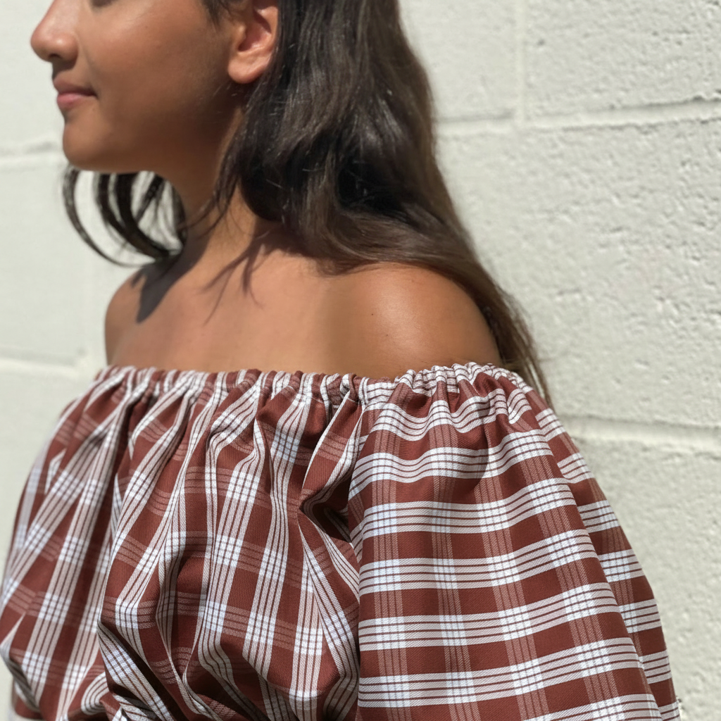 Palaka Brown Off-Shoulder Top